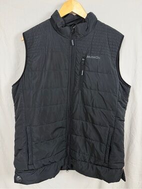 MuskOx Black Quilted Insulated Puffer Vest Stand Collar Zip Pockets Large